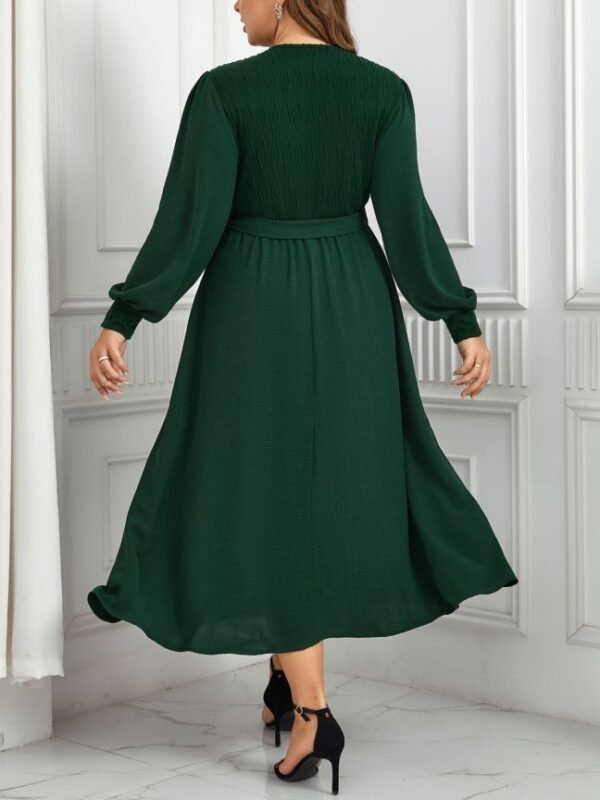 Women's V-neck Green Look Fairer Slimming Dress - Image 4