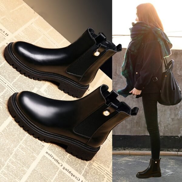 Women's Black Platform Martin Boots - Image 4