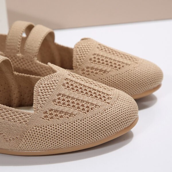 Casual Mesh Flats Women's Low-cut Round Toe Slip-on Knit Shoes - Image 4