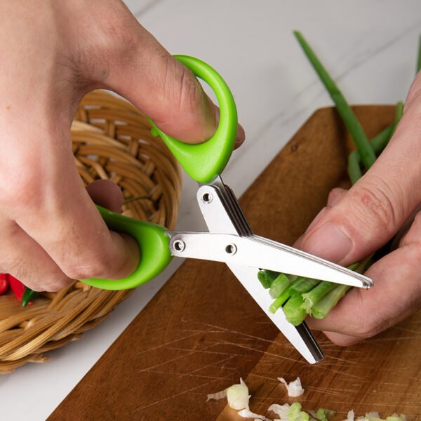 Multifunctional Scissors Stainless Steel Onion Cutting Knife Herb Spice Kitchen Scissor - Image 2