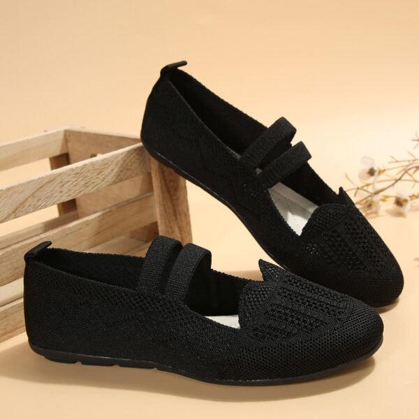 Casual Mesh Flats Women's Low-cut Round Toe Slip-on Knit Shoes - Image 5