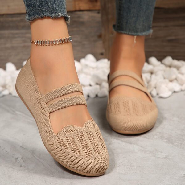 Casual Mesh Flats Women's Low-cut Round Toe Slip-on Knit Shoes - Image 9