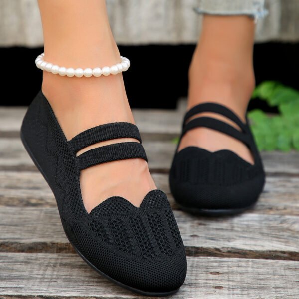 Casual Mesh Flats Women's Low-cut Round Toe Slip-on Knit Shoes - Image 8