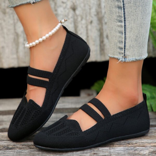 Casual Mesh Flats Women's Low-cut Round Toe Slip-on Knit Shoes - Image 6