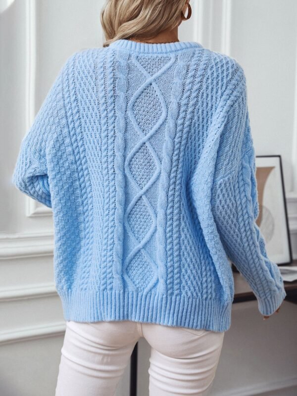 Solid Color Cable-knit Pullover Women's Sweater - Image 9