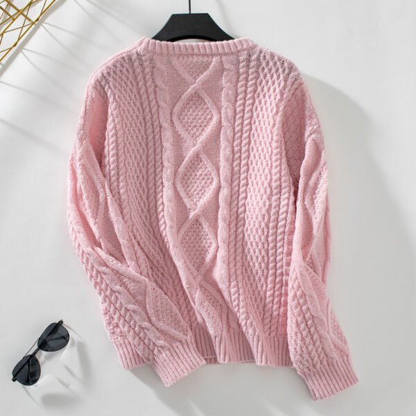 Solid Color Cable-knit Pullover Women's Sweater - Image 10