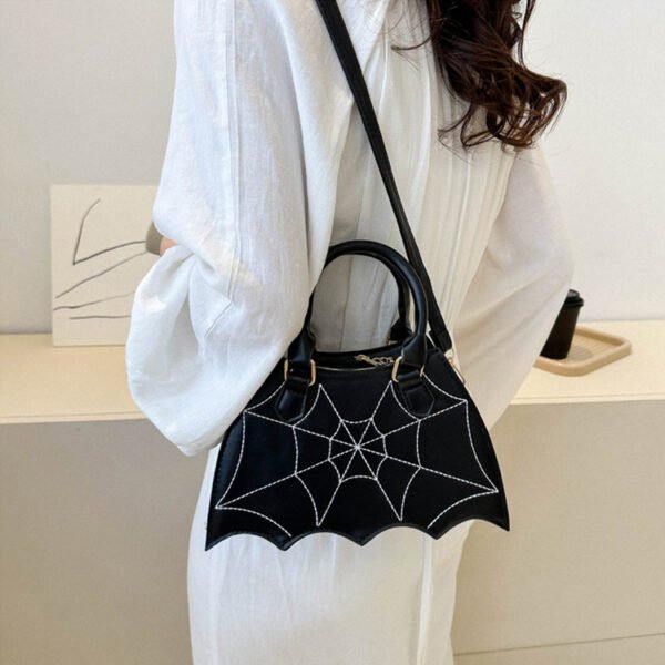 Spider Web Halloween Saddle Bag – Stylish Crossbody with Handle - Image 4