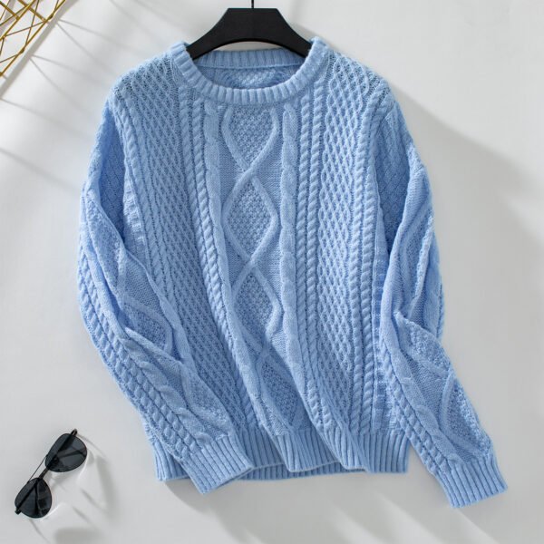 Solid Color Cable-knit Pullover Women's Sweater - Image 5